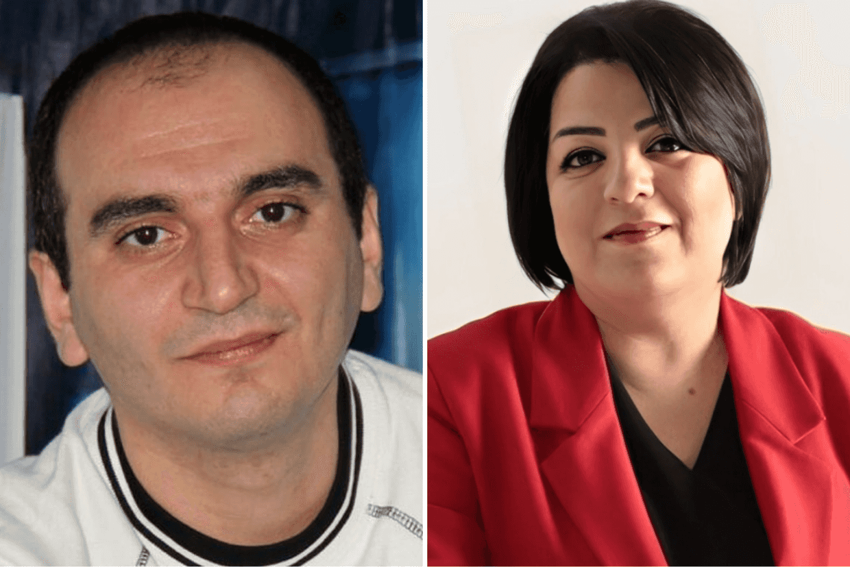 Aziz Orujov, a chair of the Kanal 13 and Shahnaz Baylargizi Toplum TV journalist. Photo: Social Media