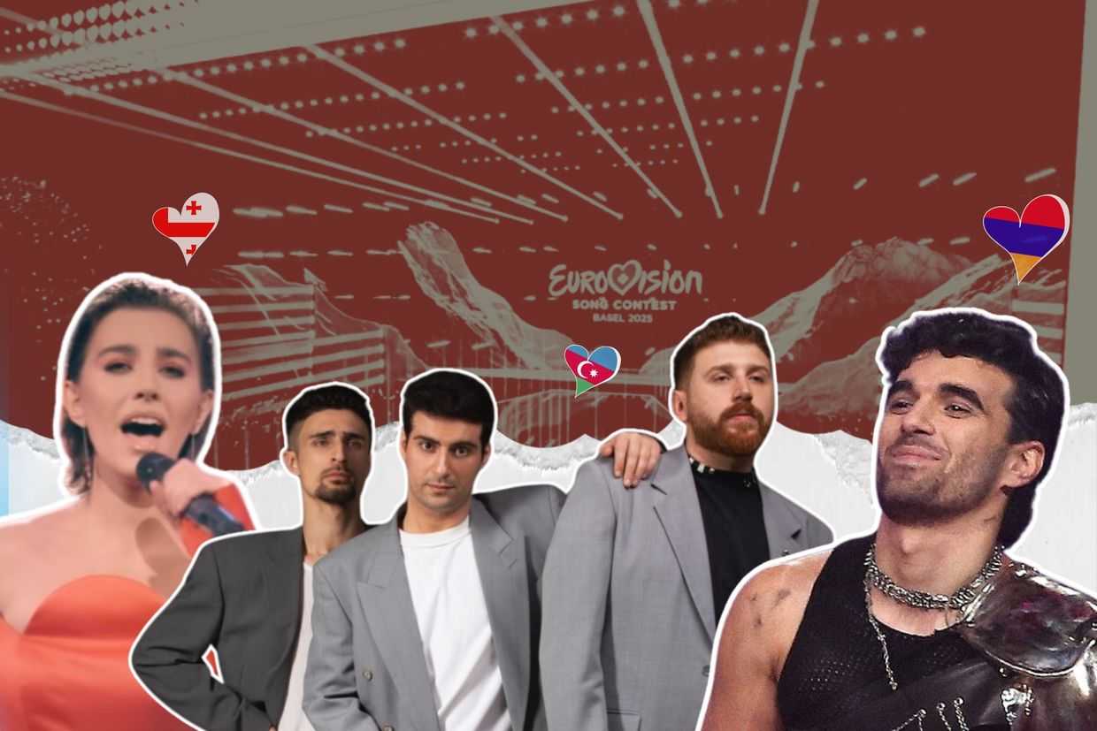 The three South Caucasus artists for Eurovision 2025. Screengrabs from videos/social media.