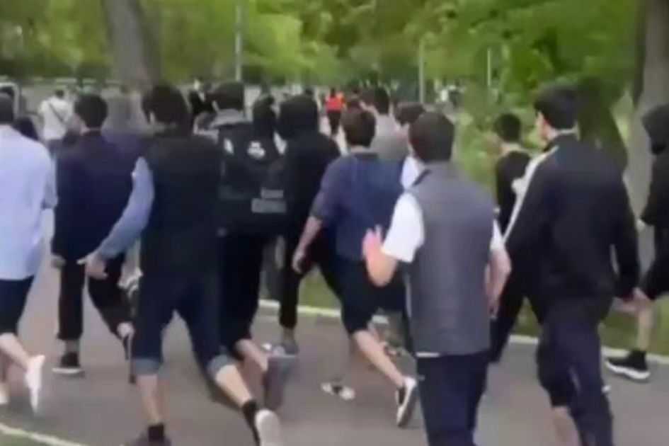 Daghestani youth purportedly running to join street brawls. Screengrab from video/Caucasian Knot.