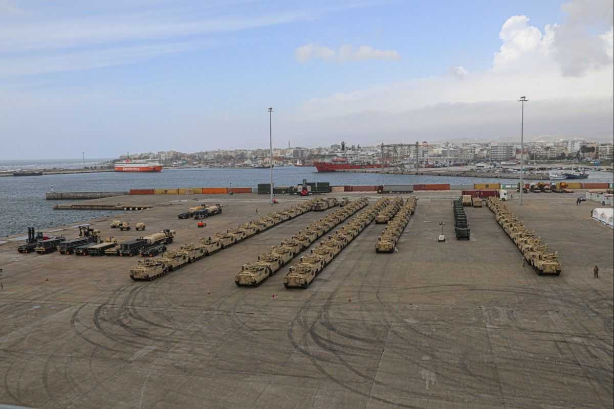 US military equipment at the port in Alexandroupolis, Greece. For illustrative purposes. Photo: US Military.