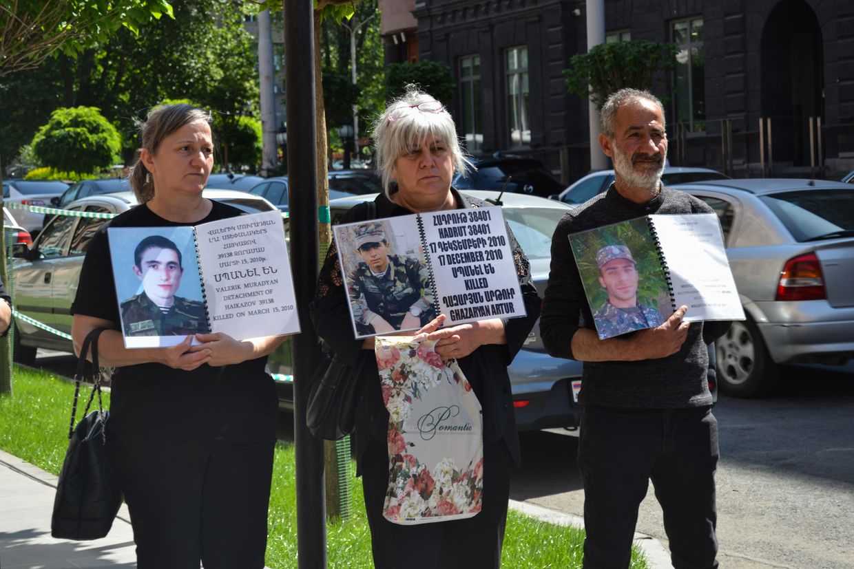 The parents of deceased soldiers protest in front of the government building in Yerevan. Photo: Sona Hovsepyan/OC Media.