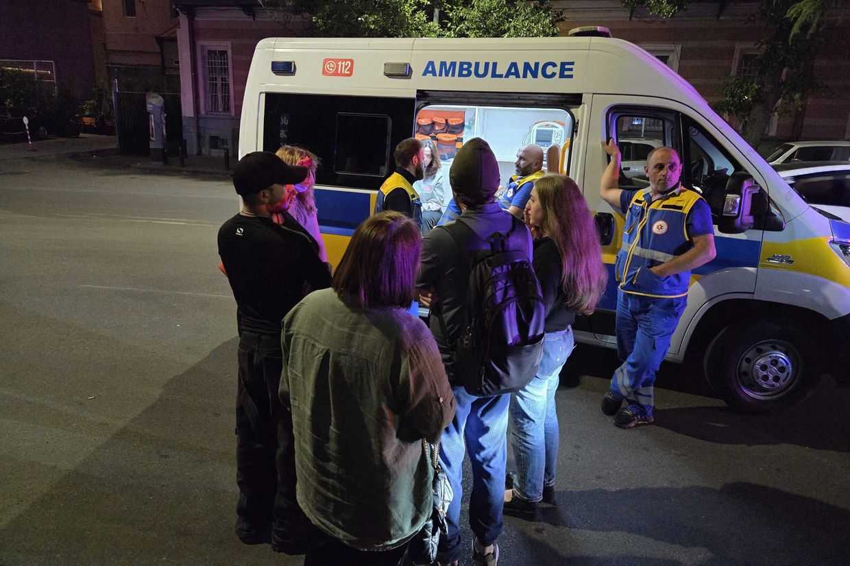 An injured protester being taken to the hospital after being hit by a car. Photo: Mariam Nikuradze/OC Media.