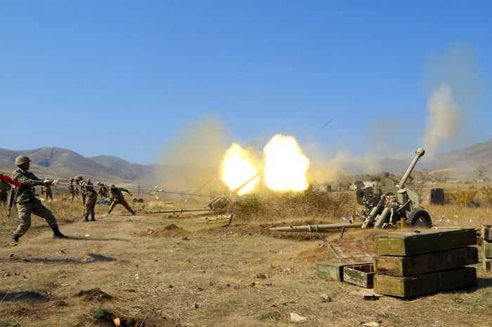 Artillery being fired during the Second Nagorno-Karabakh War. For illustrative purposes. Photo: Azerbaijan24.