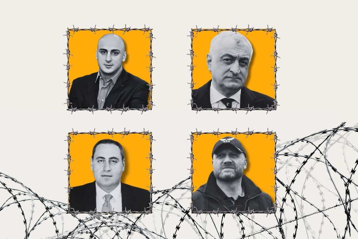 From top left in a clockwise manner: Nika Melia, Mamuka Khazaradze, Zurab Girchi Japaridze, and Giorgi Vashadze.&nbsp;