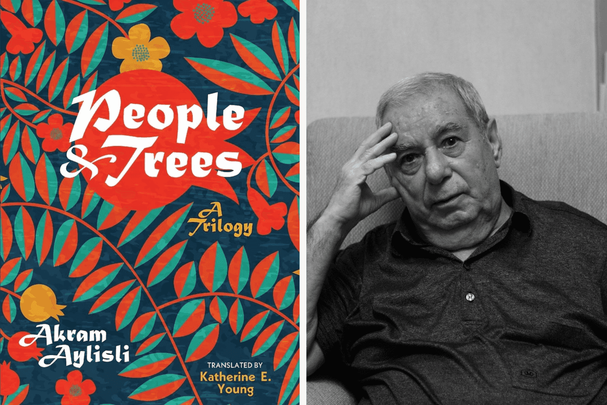 The official book cover (left) and author Akram Aylisli (right). Official photos.