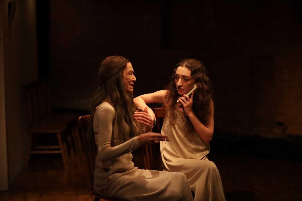 The two versions of the protagonist in Tata Popiashvili’s The Human Voice. Courtesy photo.&nbsp;