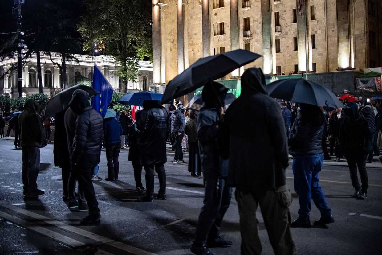 A protest on 21 October 2025. Photo: Mariam Nikuradze/OC Media.