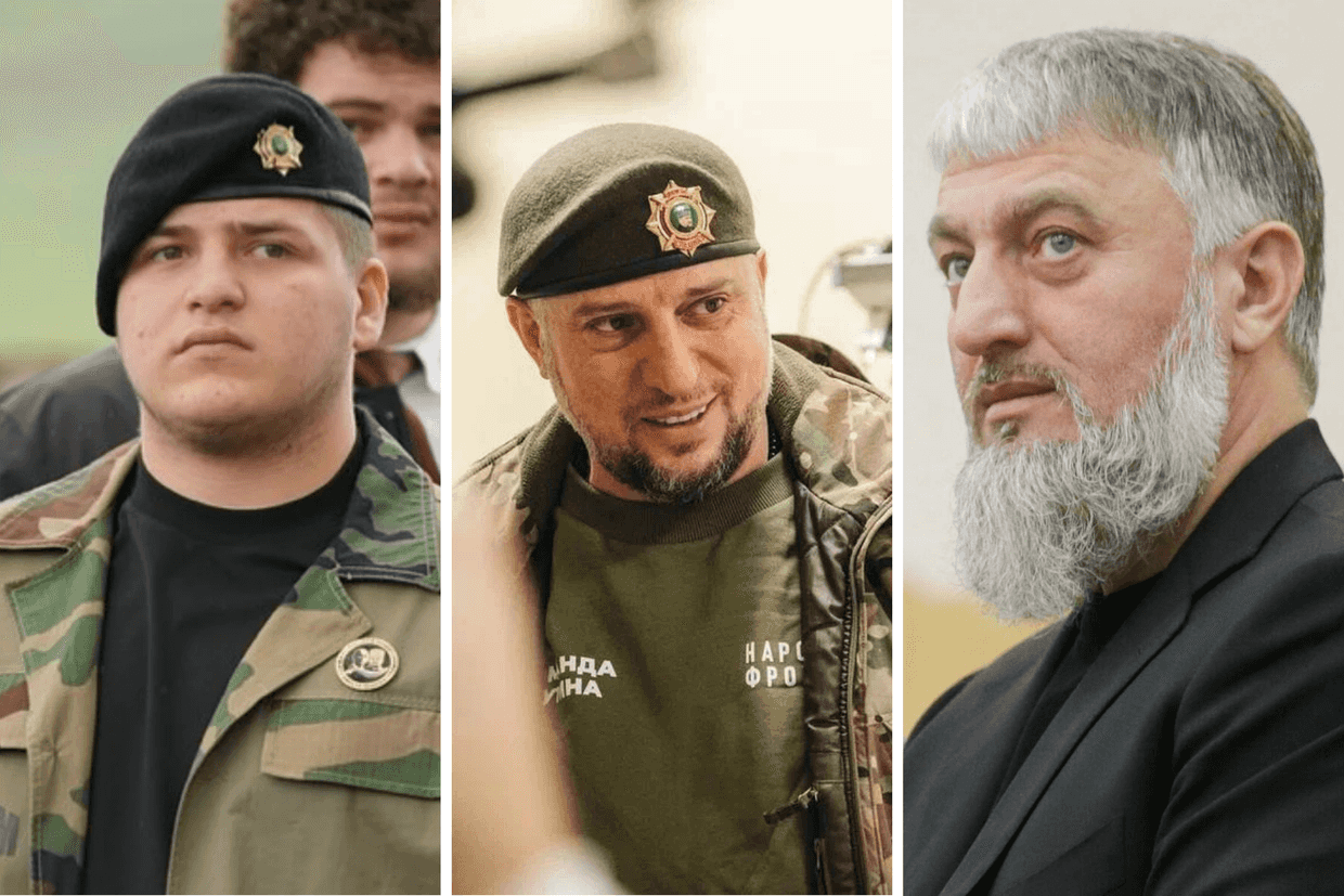 Adam Kadurov, Apti Alaudinov, Adam Delimkhanov. Collage.