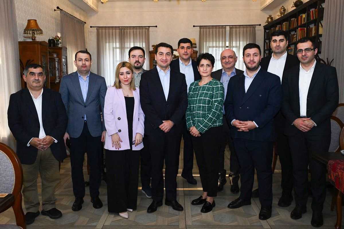 Aide to the President of Azerbaijan Hikmat Hajiyev met with a delegation of Armenian civil society in Baku. Official photo.