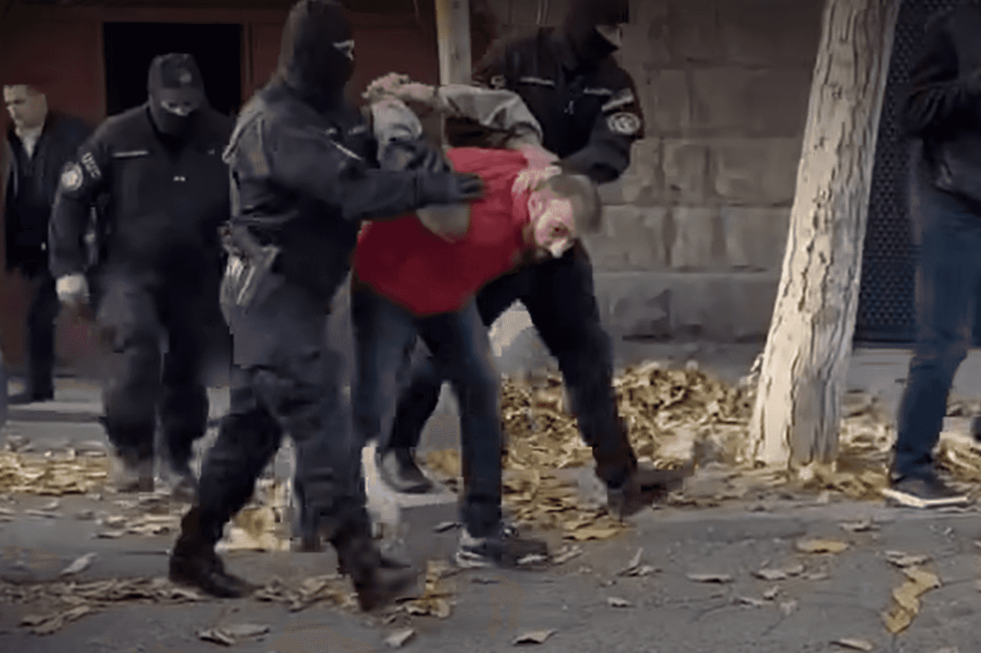 National Security Service officers detaining Imnemnimi hosts. Screengrab via Social Media.