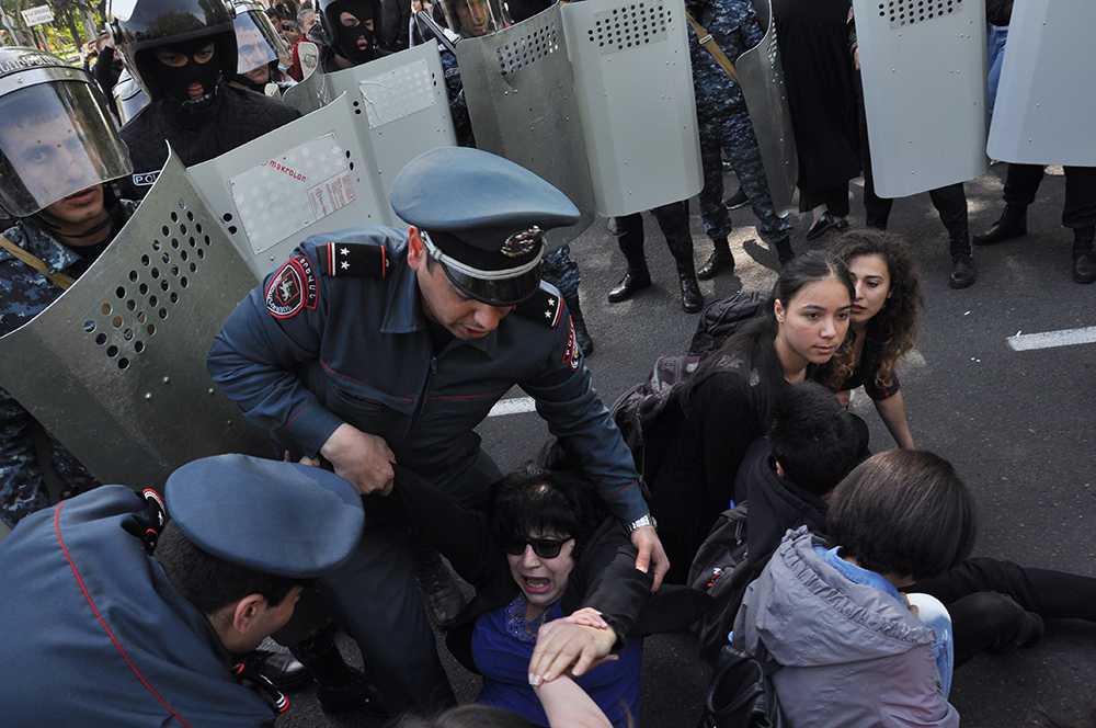 Police arrested hundreds of people during weeks of protests. (Mari Nikuradze/ OC Media)