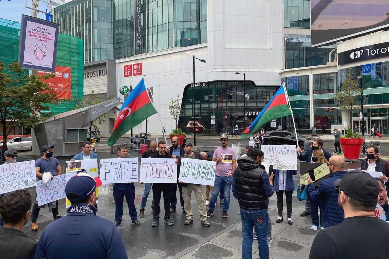 A demonstration in Toronto, Canada, in support of Tofig Yagublu. Image via Meydan TV.