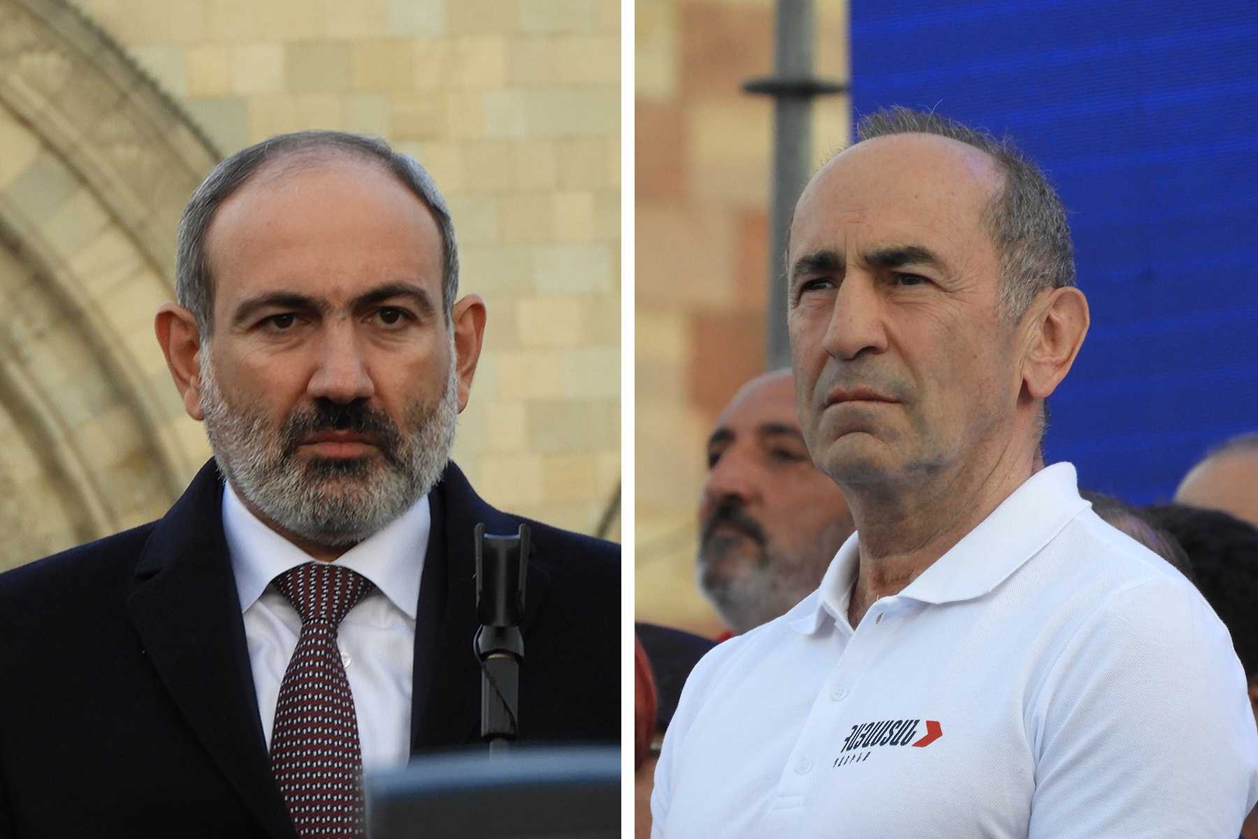 Nikol Pashinyan (left) and Robert Kocharyan (right). Photos: Ani Avetisyan/OC Media.