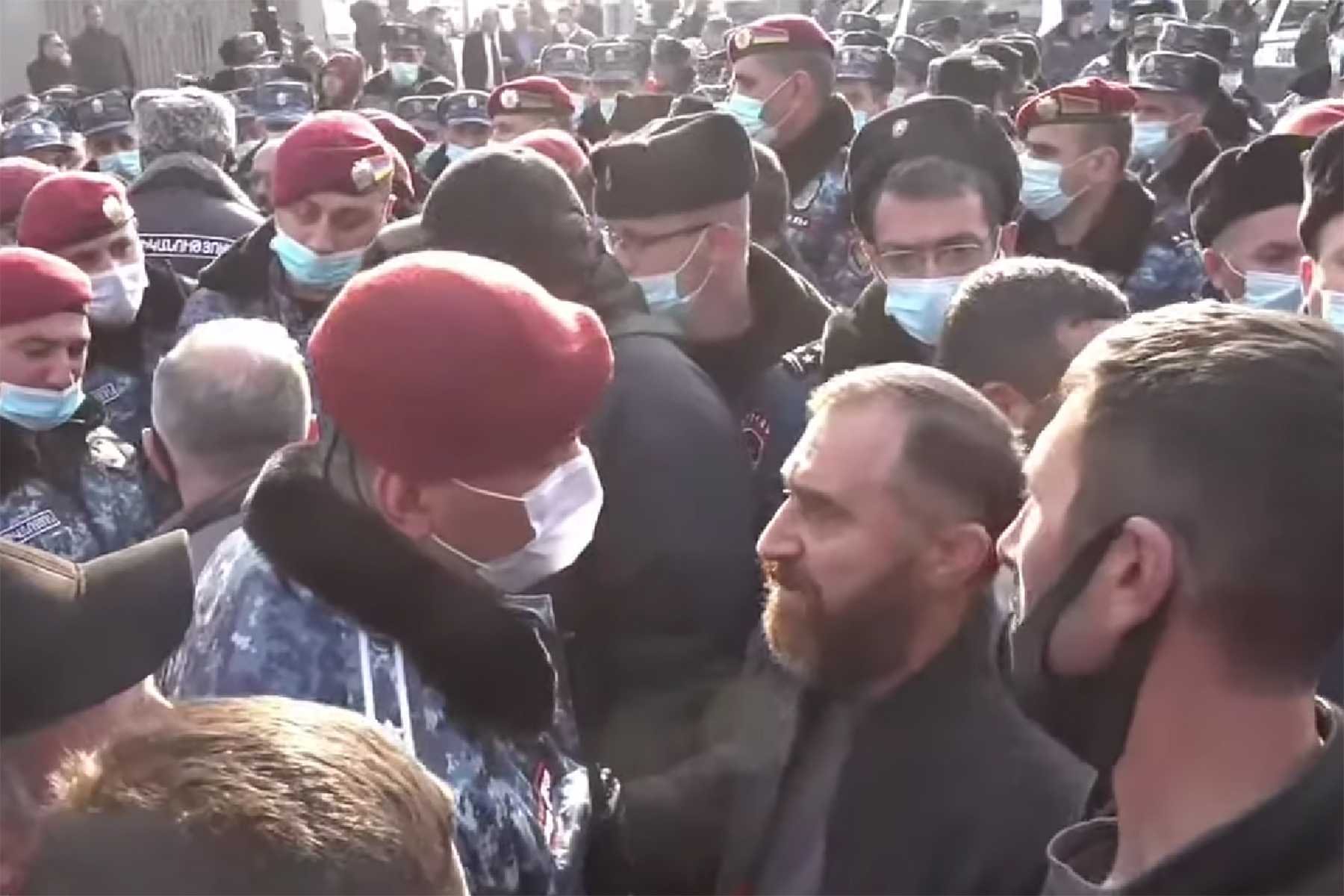 The rally outside the Armenia government building. Still via news.am,