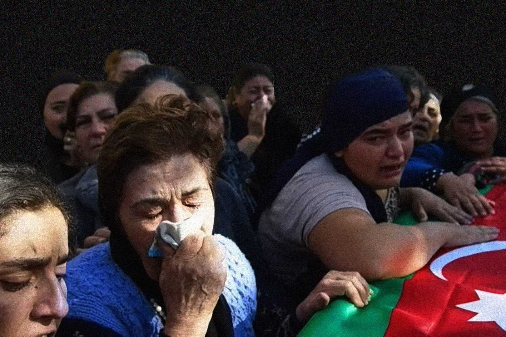 Women attending a funeral of a soldier who died in the Second Nagorno-Karabakh War.