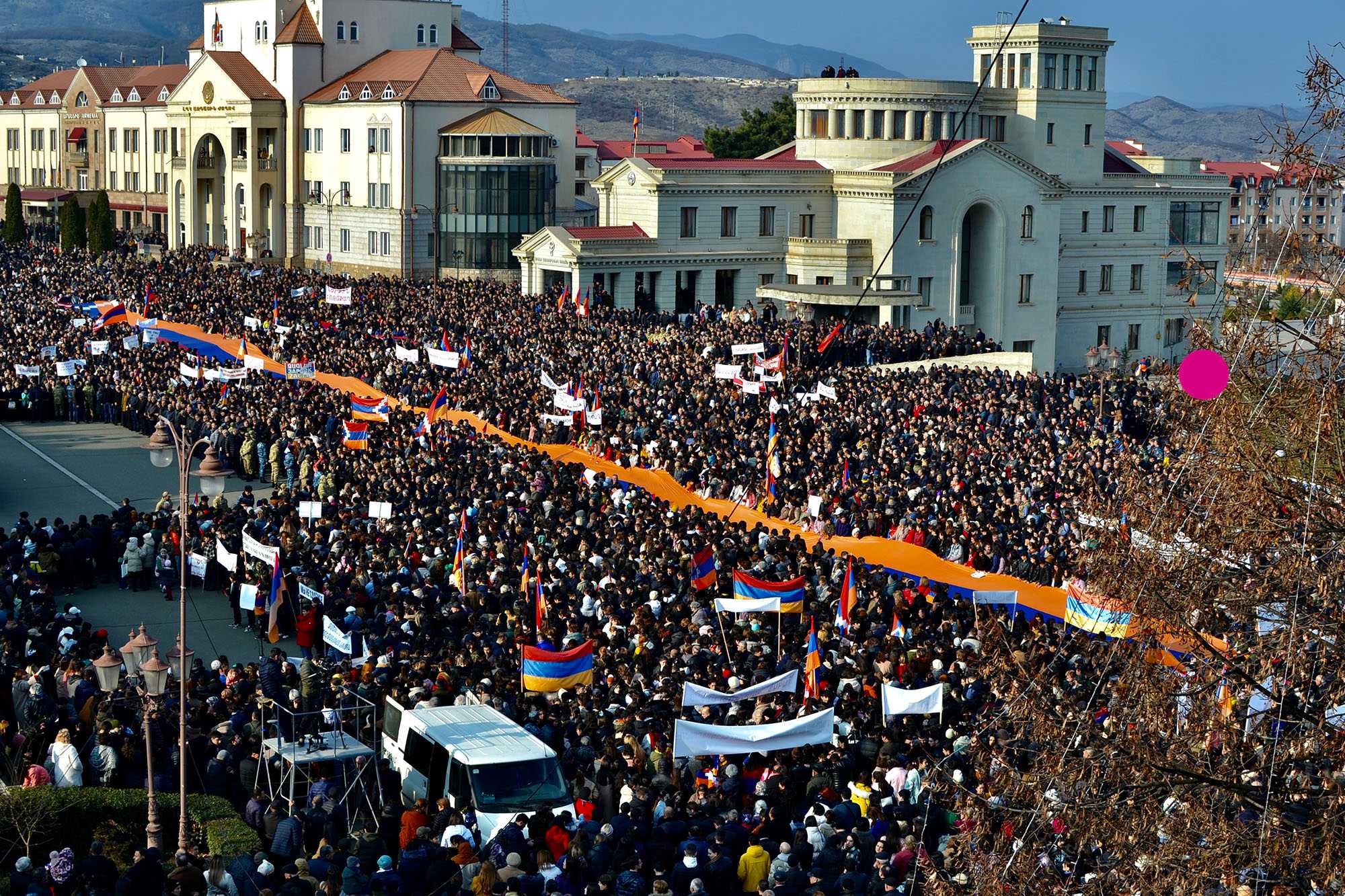 Protest in Stepanakert on 25 December. Photo: Marut Vanyan/OC Media. 