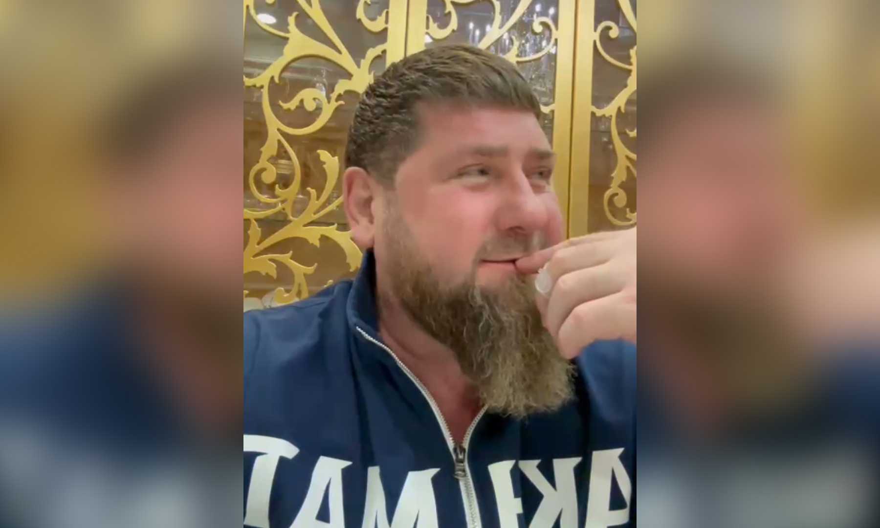 Ramzan Kadyrov responding to the Polish PM in a video on Telegram.