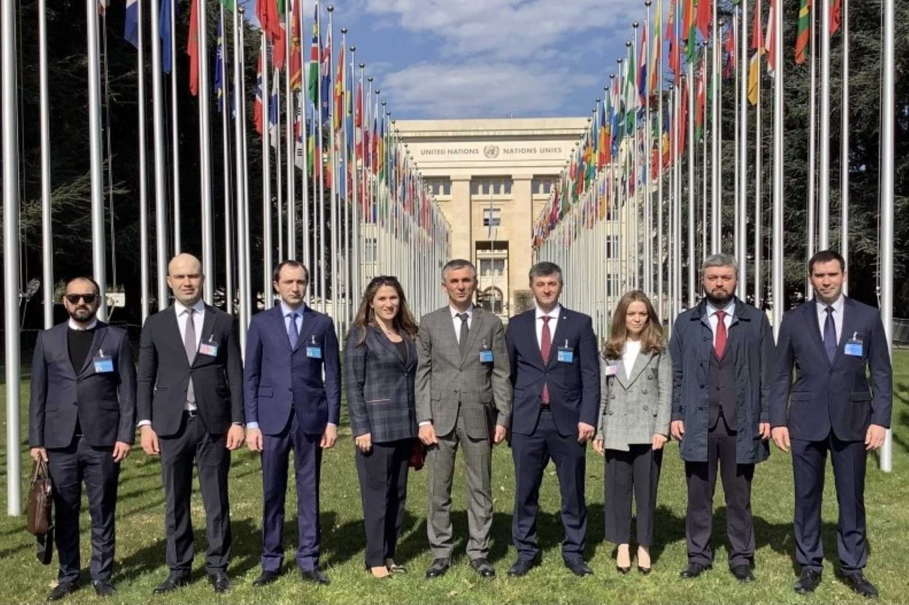 An Abkhazian delegation at a March 2021 session of the GID. Photo: Abkhazian Ministry of Foreign Affairs