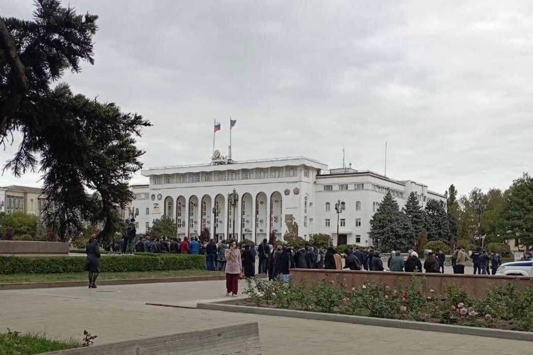 A protest in support of Palestine in Makhachkala on 17 October. Image: Telegram channel Gorec. 