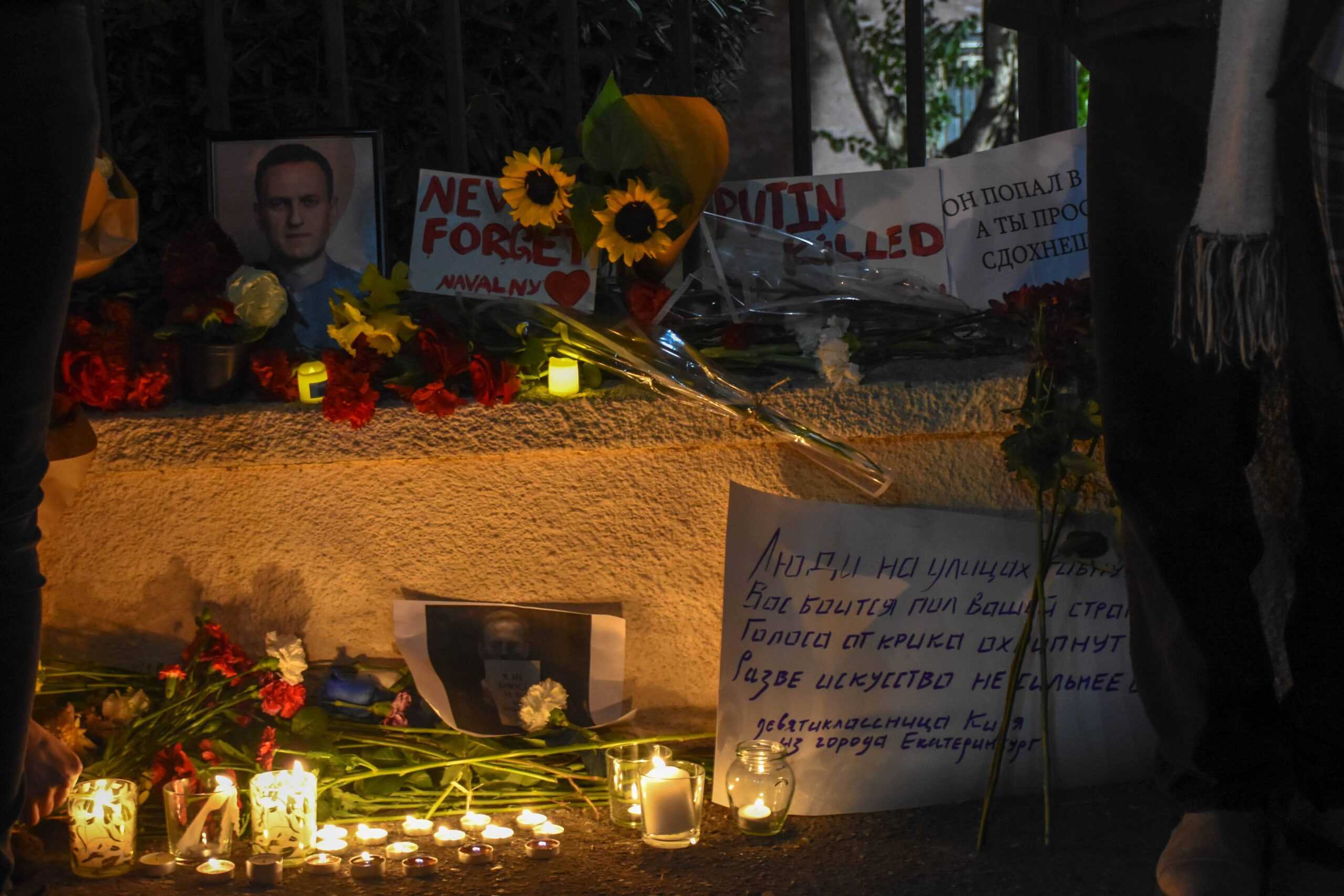 A memorial to Aleksey Navalny in Tbilisi. Photo: Tata Shoshiashvili/OC Media.