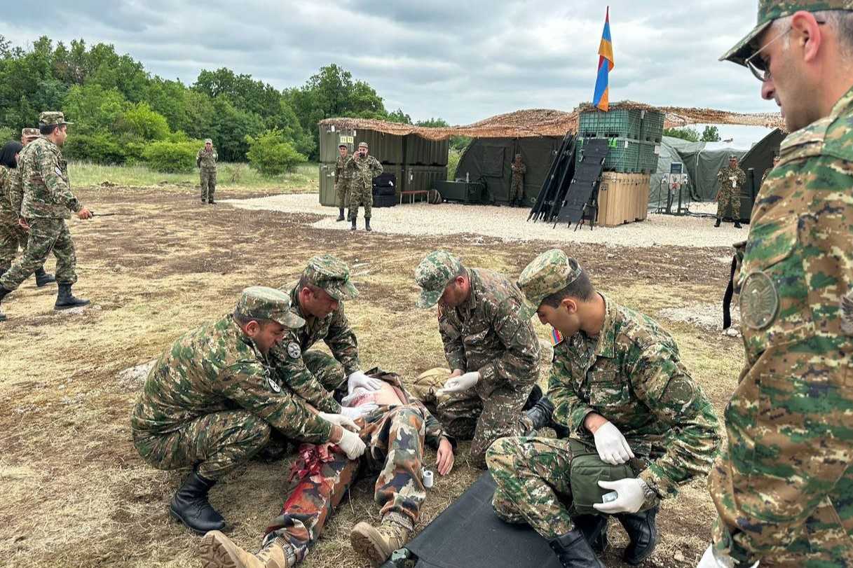 Armenian military personnel taking part in medical training as part of NATO’s Vigorous Warrior 2024 exercises. Photo: Armenian Ministry of Defence.