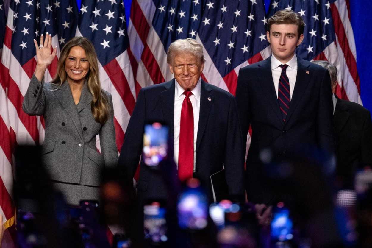 US President-elect Donald Trump and his family on election night. Image via CNN.