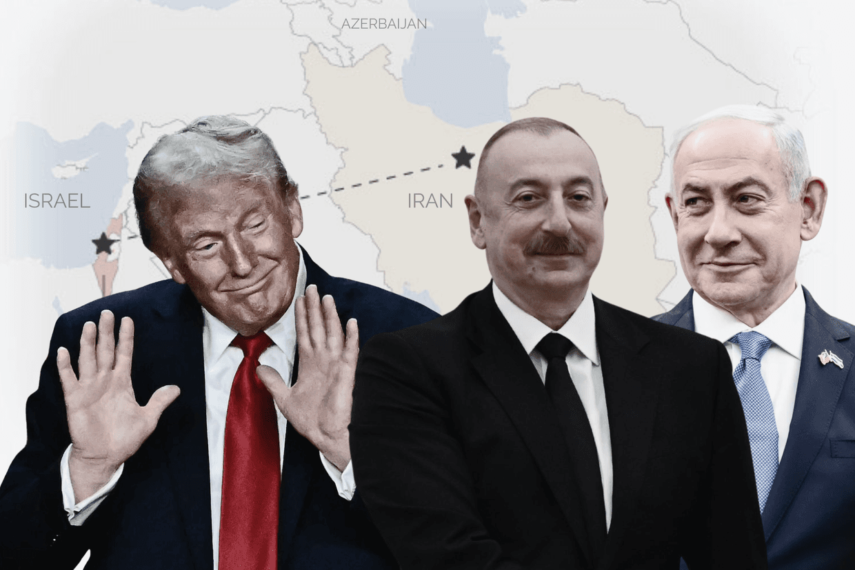 From left to right: US President Donald Trump, Azerbaijani President Ilham Aliyev, and Israeli Prime Minister Benjamin Netanyahu. Collage/OC Media.