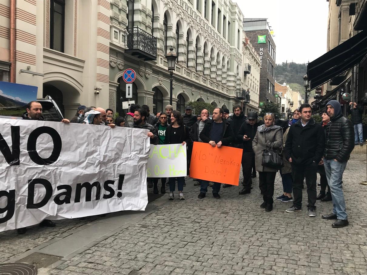 Protesters rally against construction of big dams in Georgia