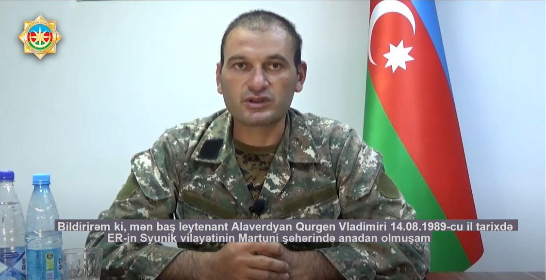 A screenshot of a video of Gurgen Alaverdyan released by Azerbaijani  authorities. 