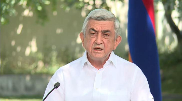 Serzh Sargsyan. Screenshot of official live stream. 