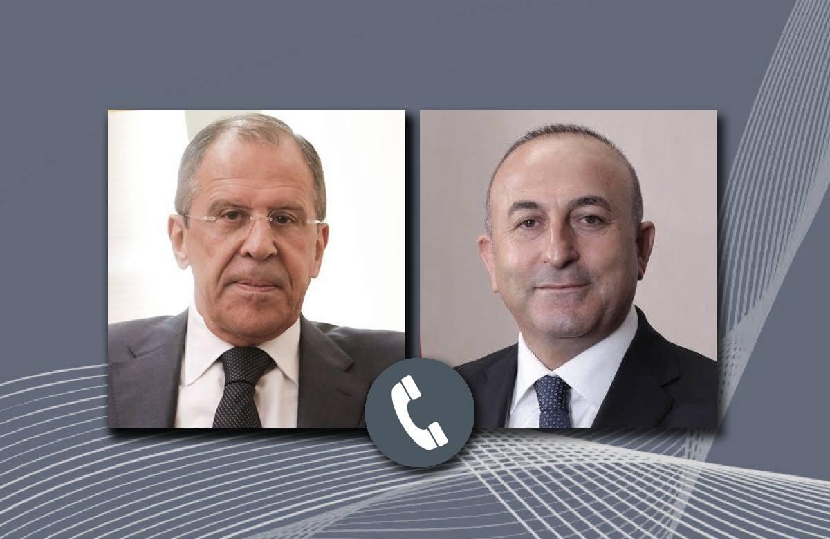 Russian Foreign Minister Sergei Lavrov and Turkish Foreign Minister Mevlut Cavusoglu. Image via mid.ru.