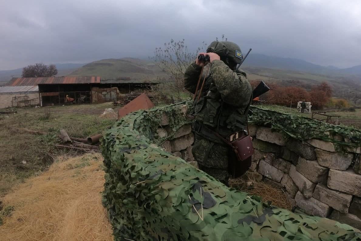 A Russian peacekeeper in Nagorno-Karabakh. Official photo.