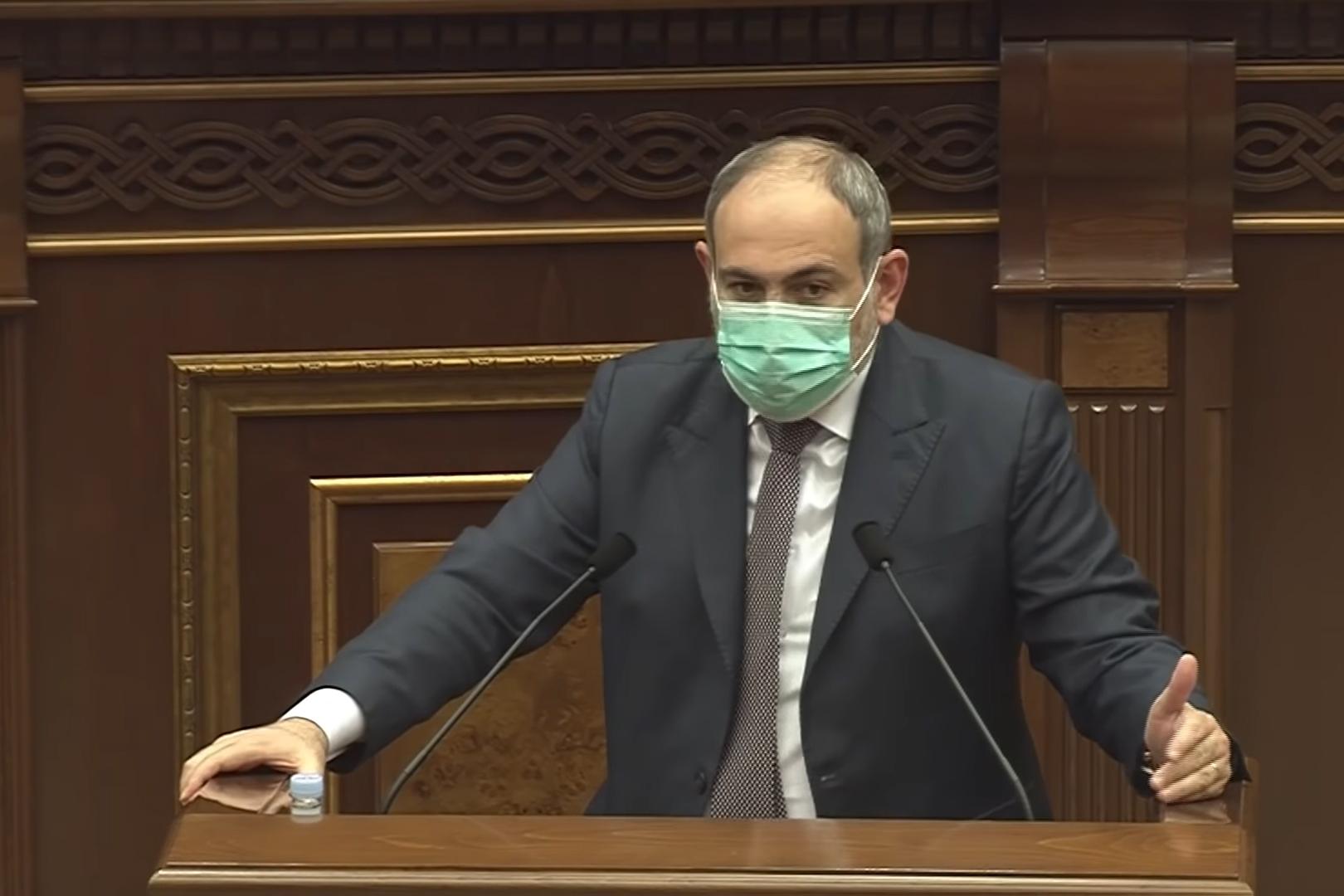 Prime Minister Nikol Pashinyan addressing parliament on 24 March.
