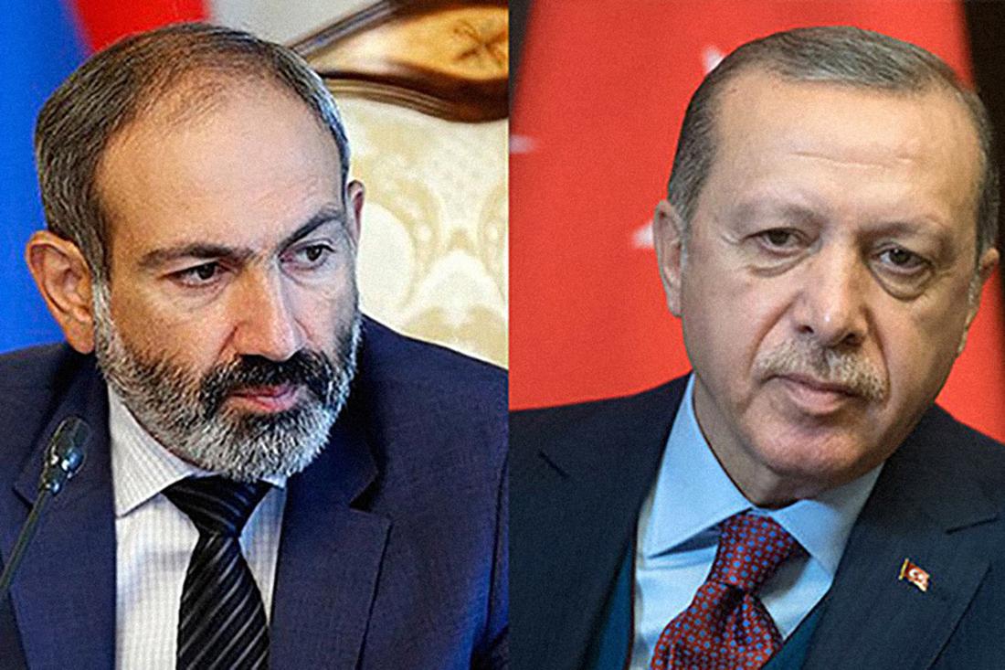 Nikol Pashinyan (left) and Recep Tayyip Erdoğan. Picture via Newsinfo.am