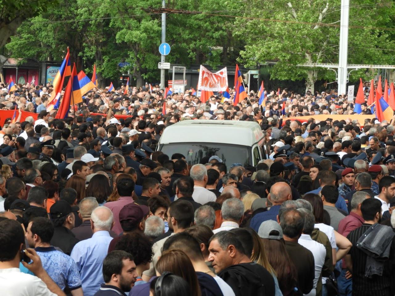 An opposition gathering on Yerevan’s France Square on 1 May 2022. Photo: Ani Avetisyan/OC Media. 