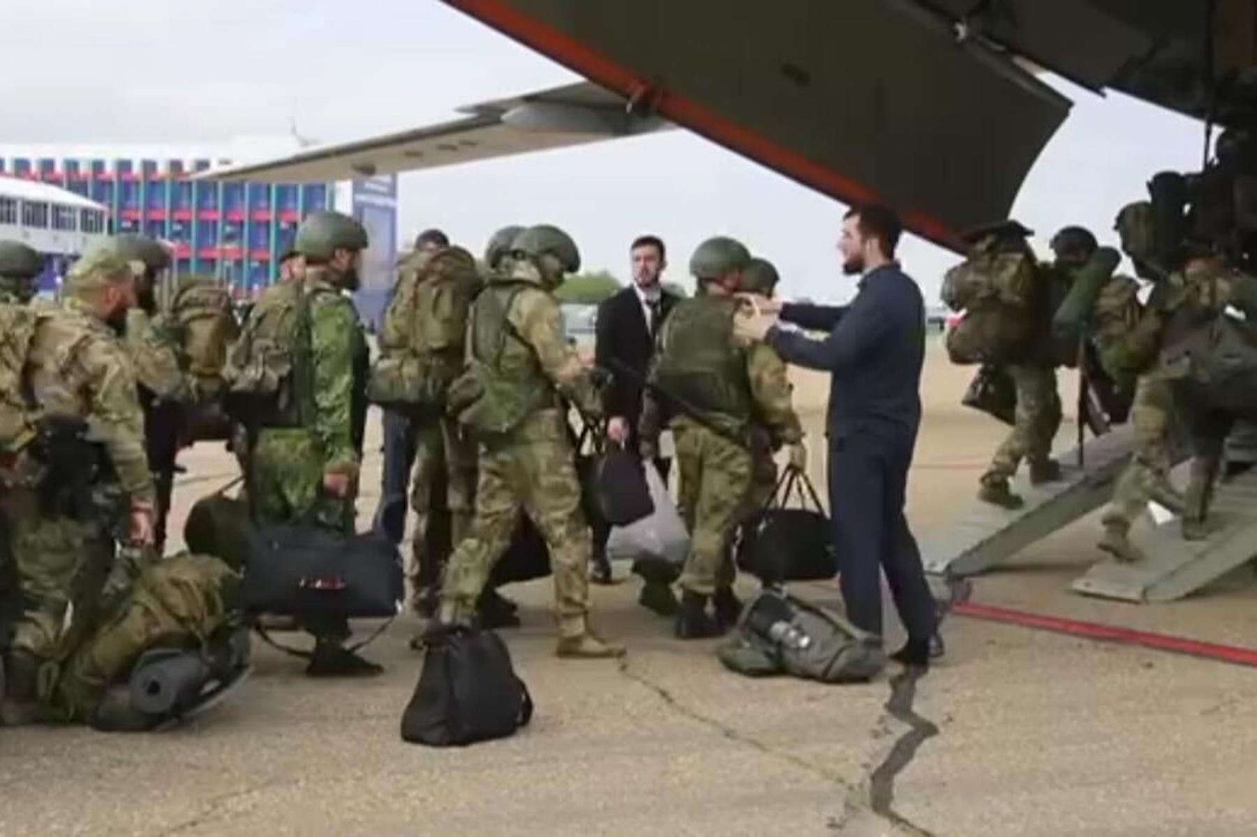 Chechen soldiers being sent to Ukraine. Screengrab from video. Source: Ramzan Kadyrov/Telegram