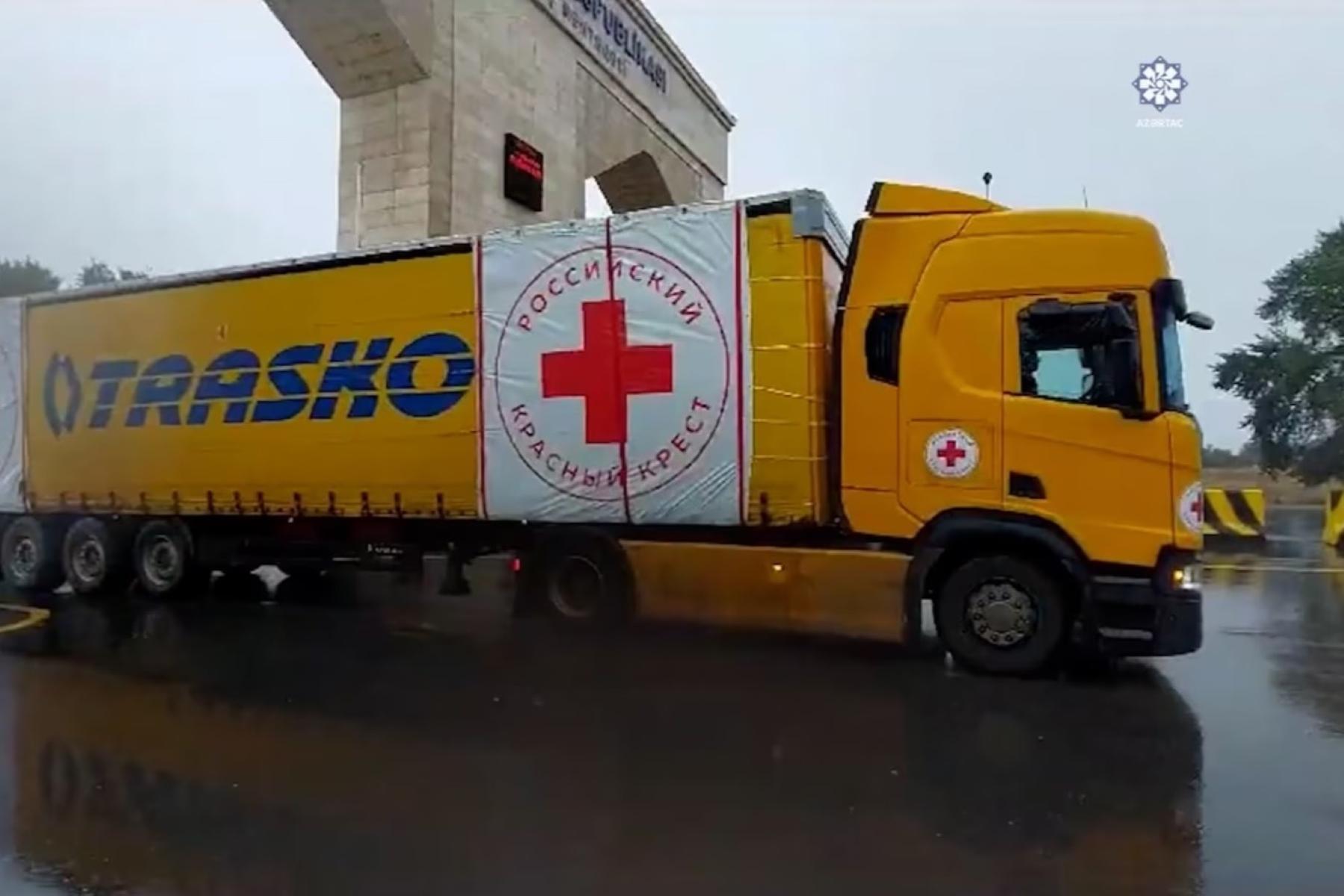 A Russian Red Cross lorry in Azerbaijan. Photo: Azertac