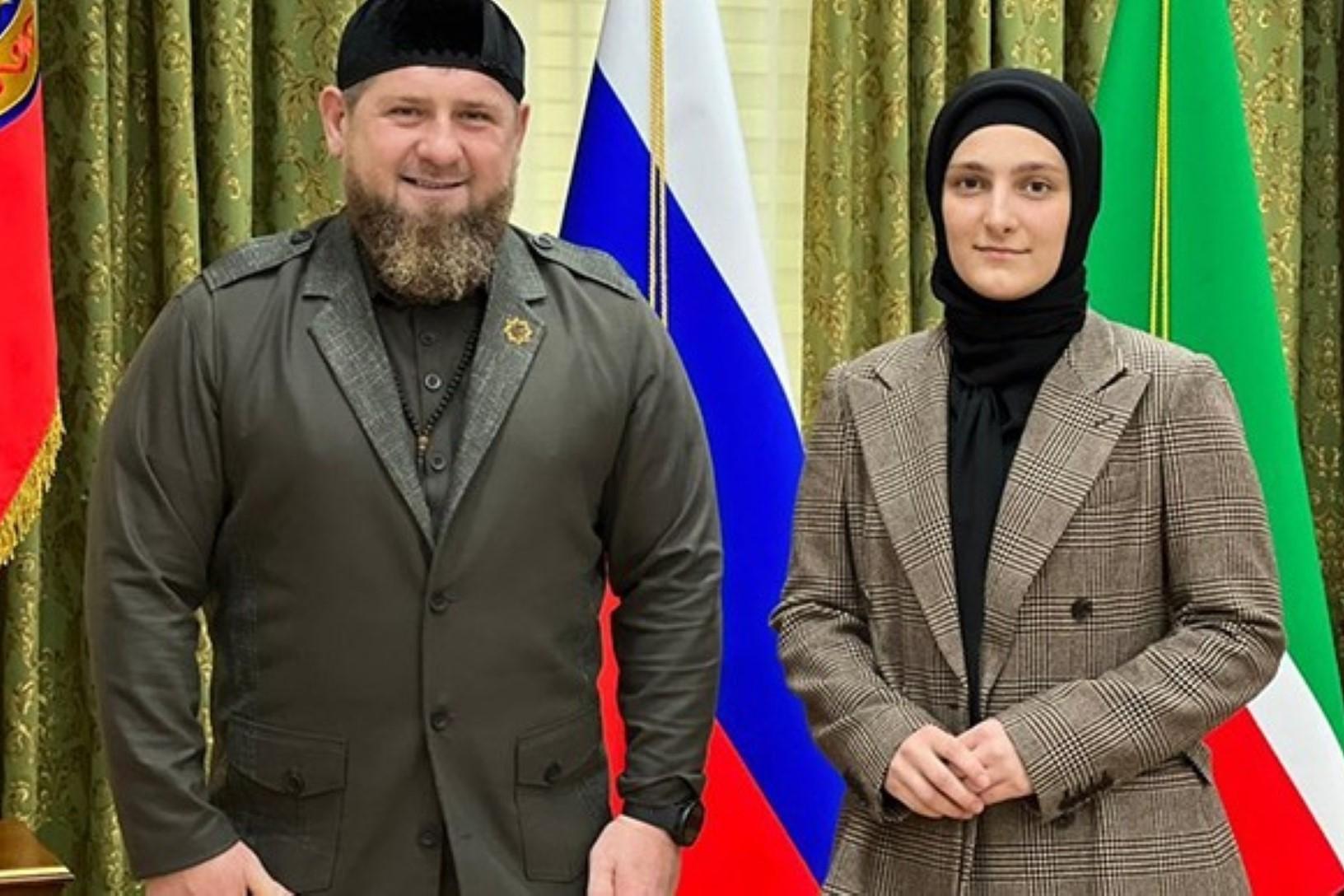 Ramzan Kadyrov and Ayshat Kadyrova. Photo via GroznyTV