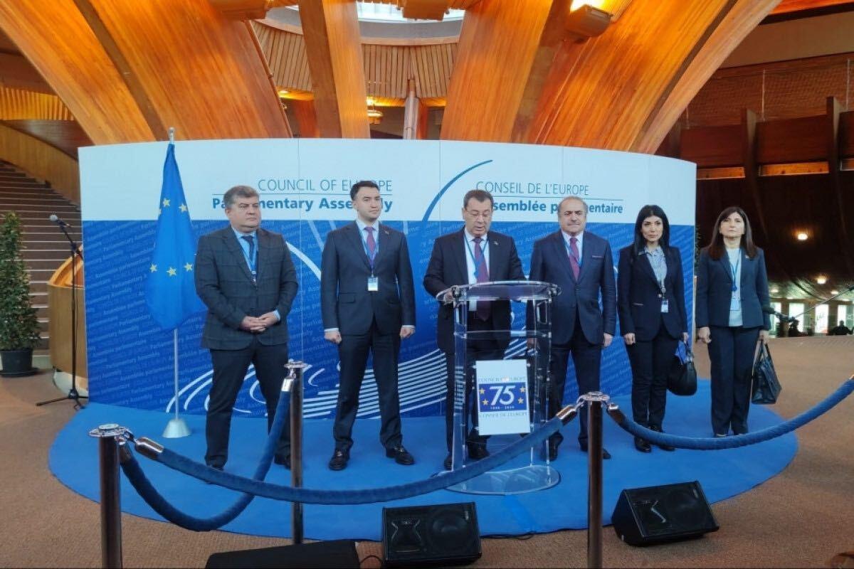 Azerbaijan’s delegation, speaking at the Council of Europe. Photo: Apa.az