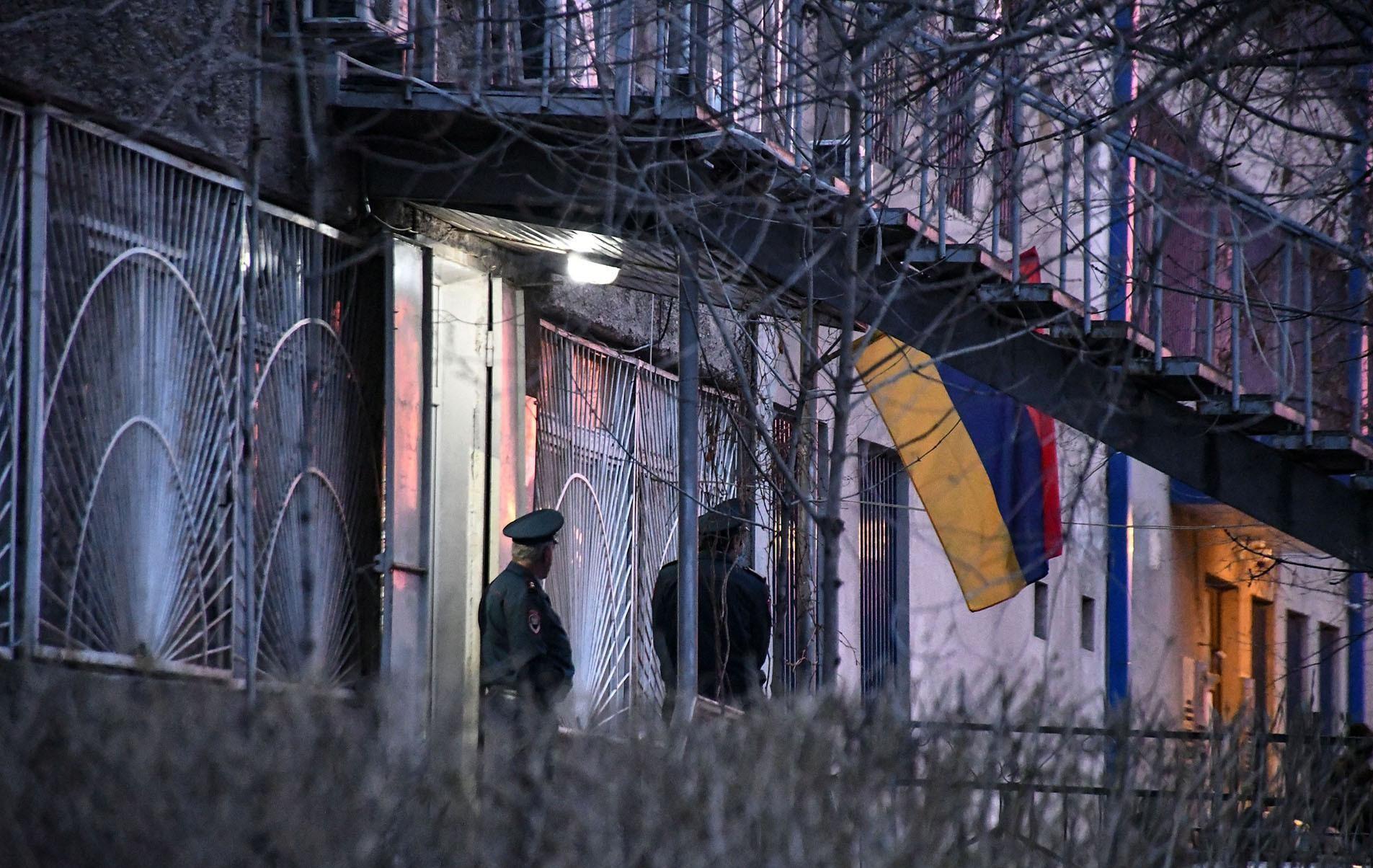 Police officers at the Nor Nork Police Department in Yerevan. Image via Hetq.