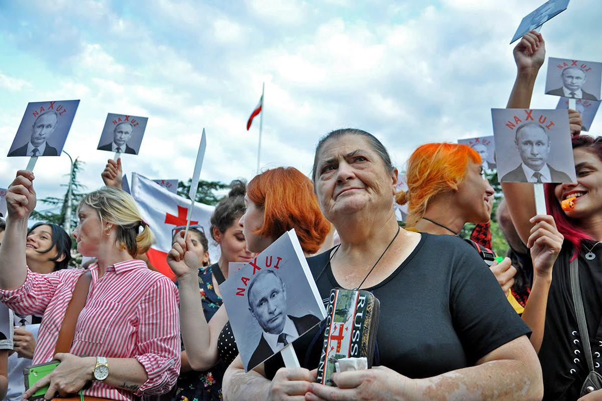 A protest in Tbilisi against Russia’s role in the war in August 2018. Photo: Mariam Nikuradze/OC Media.