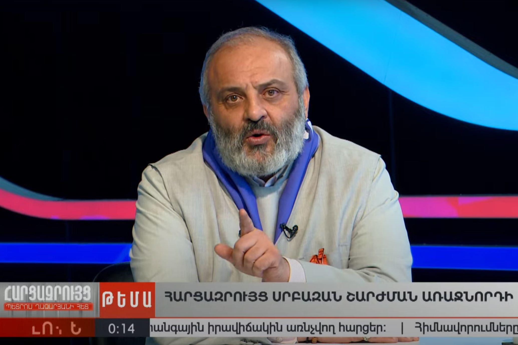 Archbishop Bagrat Galstanyan during Armenia's public tv station broadcast. Screenshot from social media.