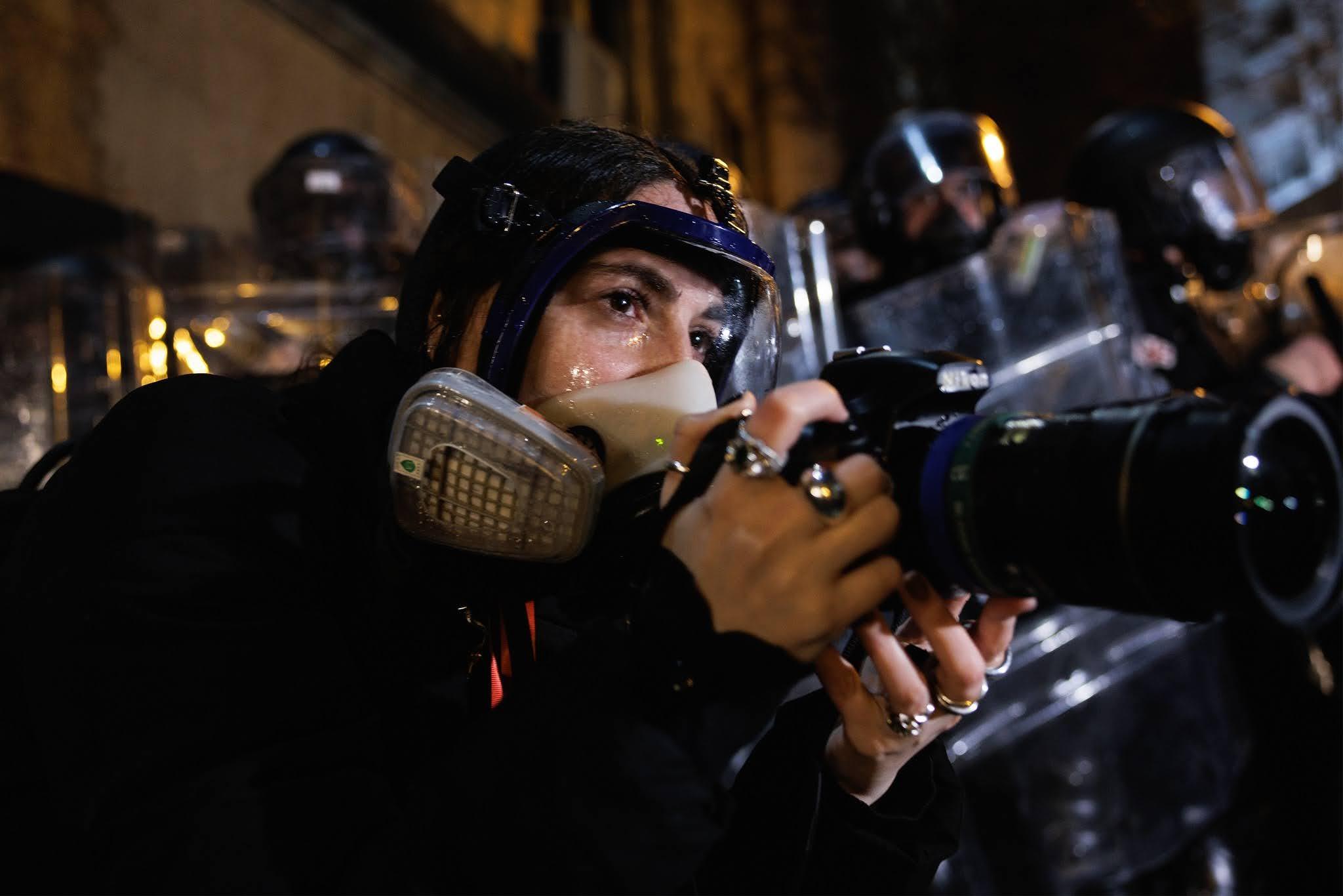 Mariam Nikuradze during the protests against Georgia's foreign agent law in 2023. Photo: Giorgi Nakashidze.