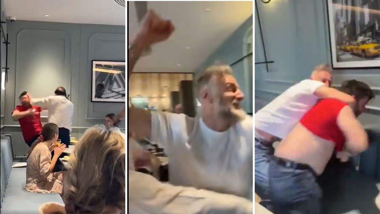 Screenshots from social media videos showing the incident.