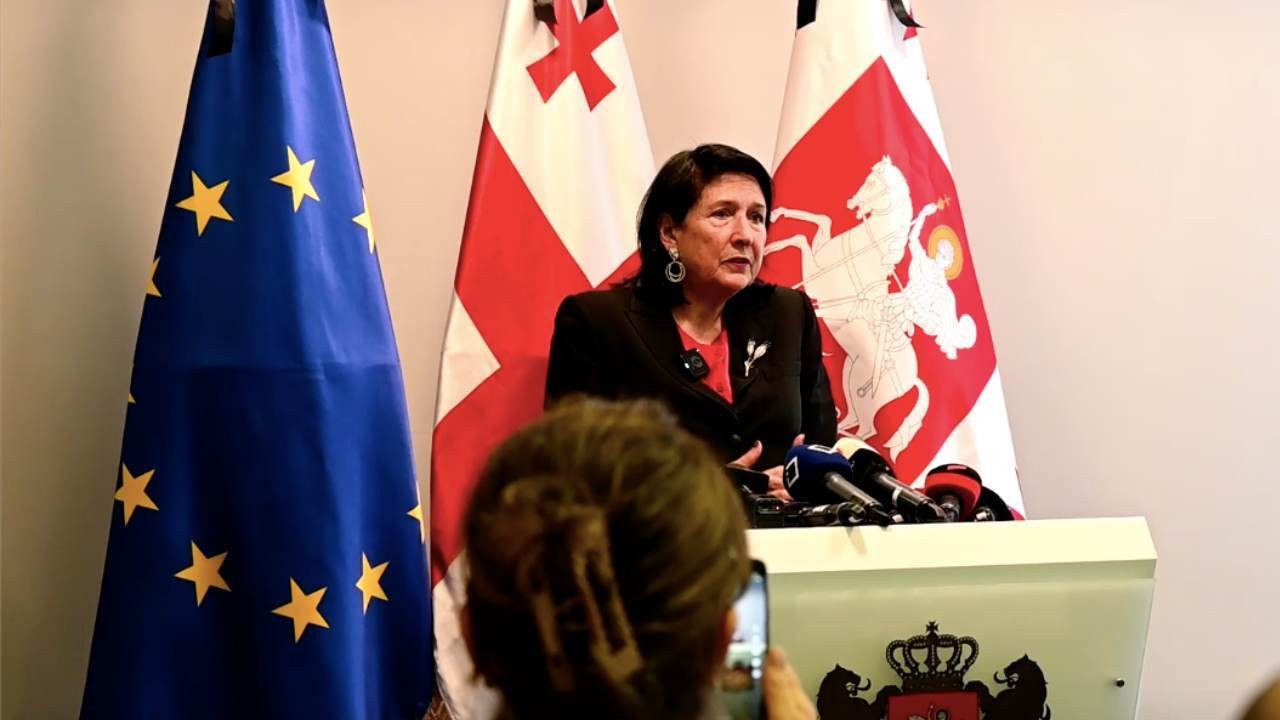 Salome Zourabichvili at a briefing in Tbilisi. Photo: Netgazeti.