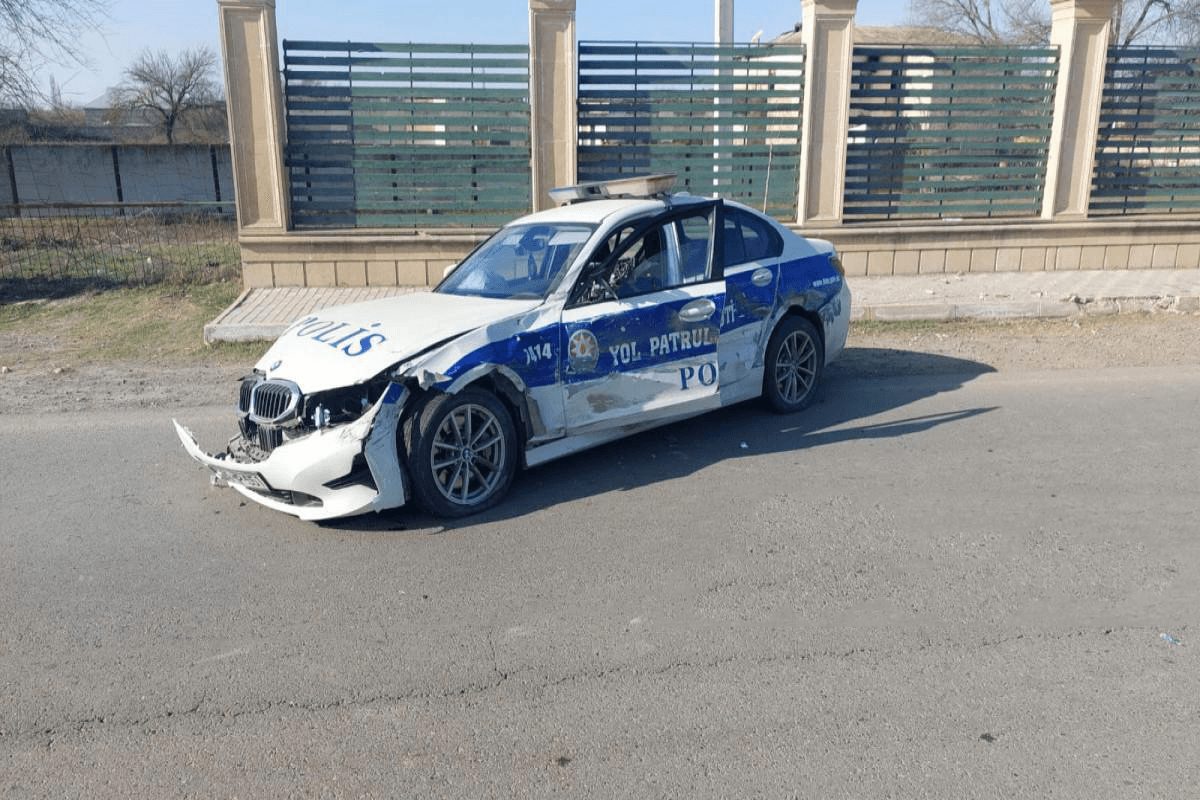 Police car which was smashed after the incident VIA APA