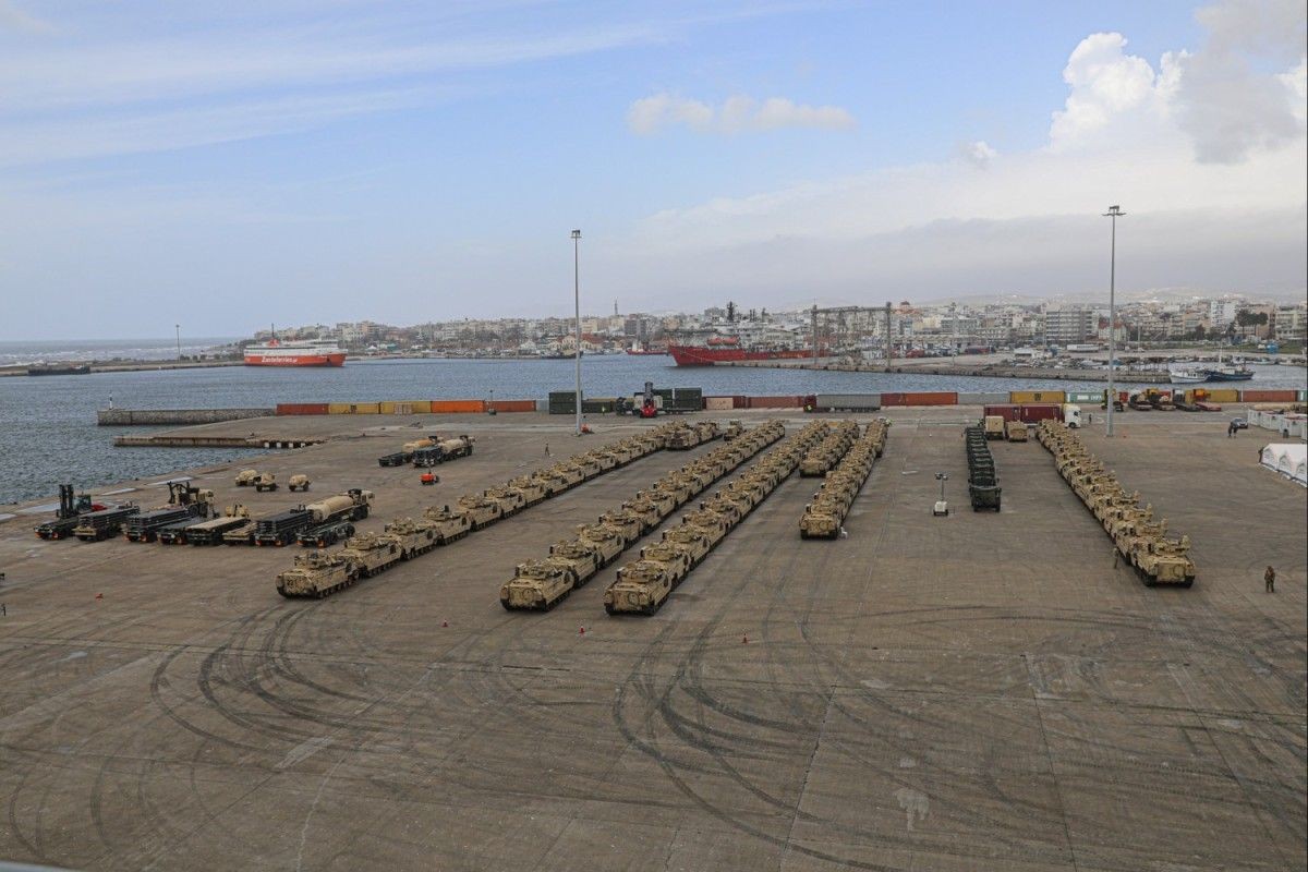 US military equipment at the port in Alexandroupolis, Greece. For illustrative purposes. Photo: US Military.