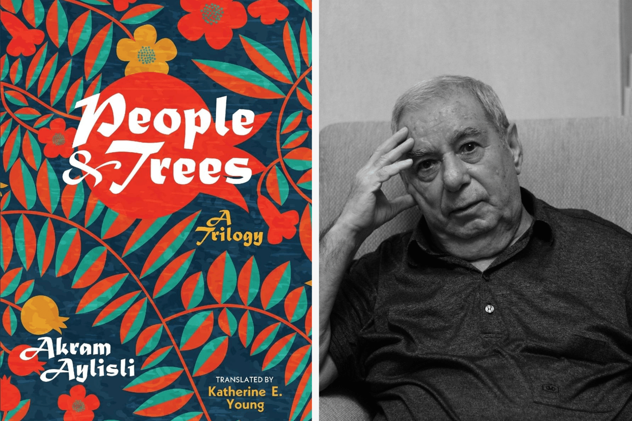 The official book cover (left) and author Akram Aylisli (right). Official photos.