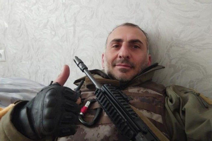 Aleko Elisashvili in Ukraine during Russia's full-scale invasion. Photo: Aleko Elisashvili/Facebook.
