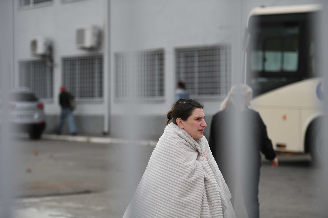 Nino Datashvili leaving prison after being released on bail. Photo: Mariam Nikuradze/OC Media.